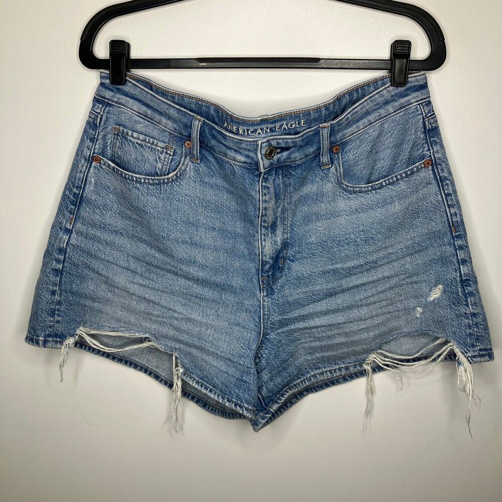 American Eagle Outfitters Light Blue Distressed Denim Jean Shorts